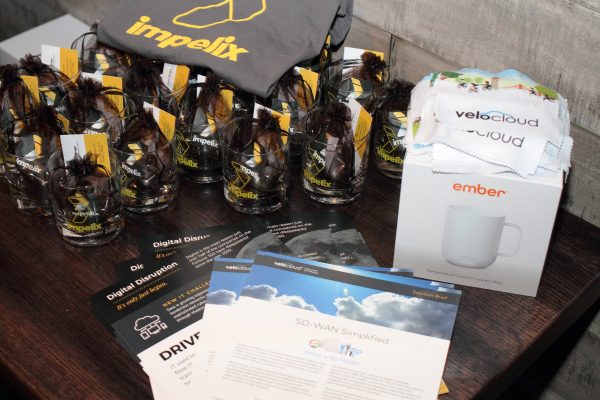 swag table - impelix sd-wan event with velocloud - april 2018 chicago