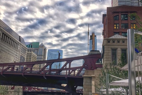 clouds view from pizzeria portofino Chicago river front